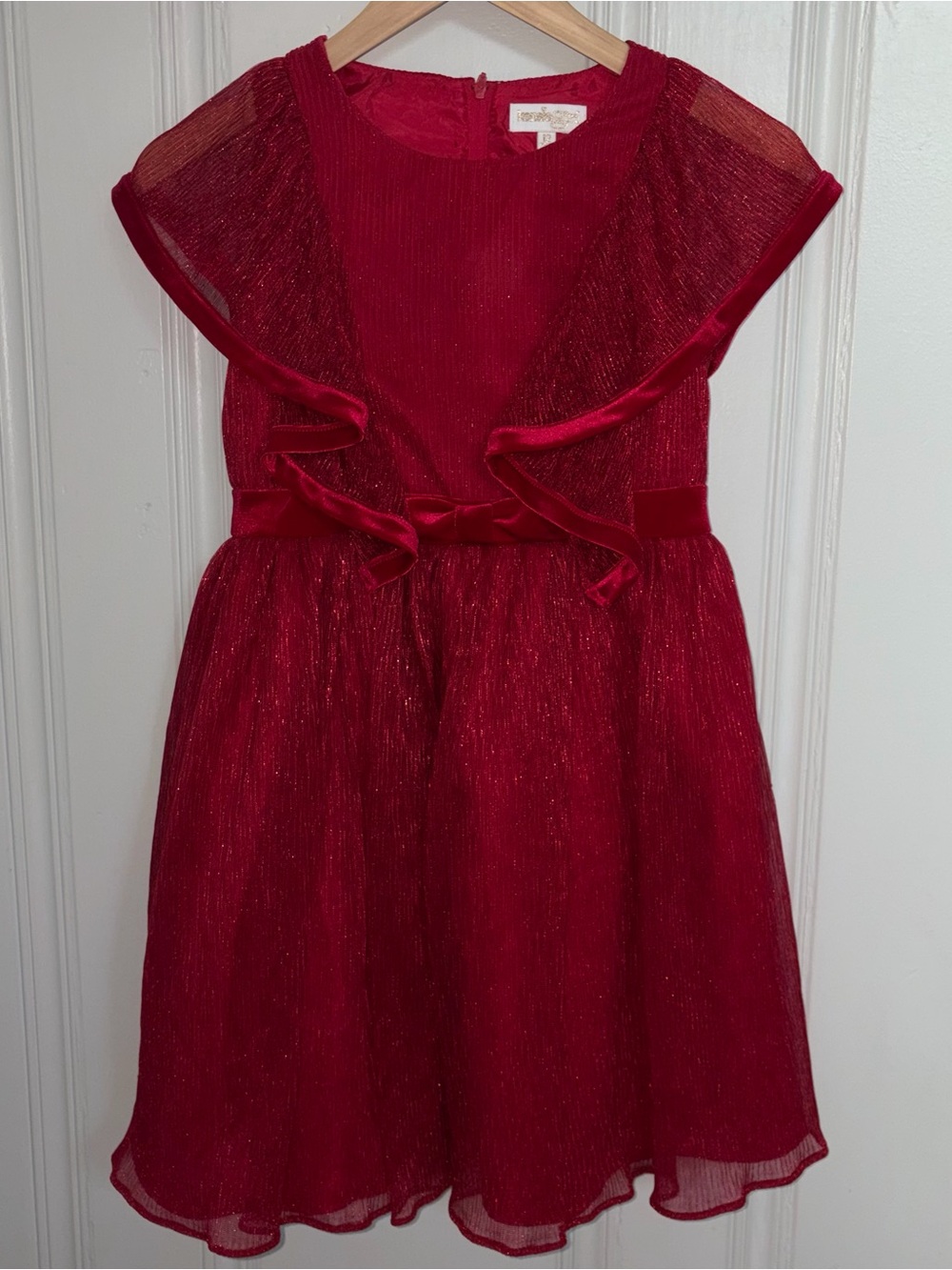 Kensie Girl Red Velvet Bow Sparkle Dress